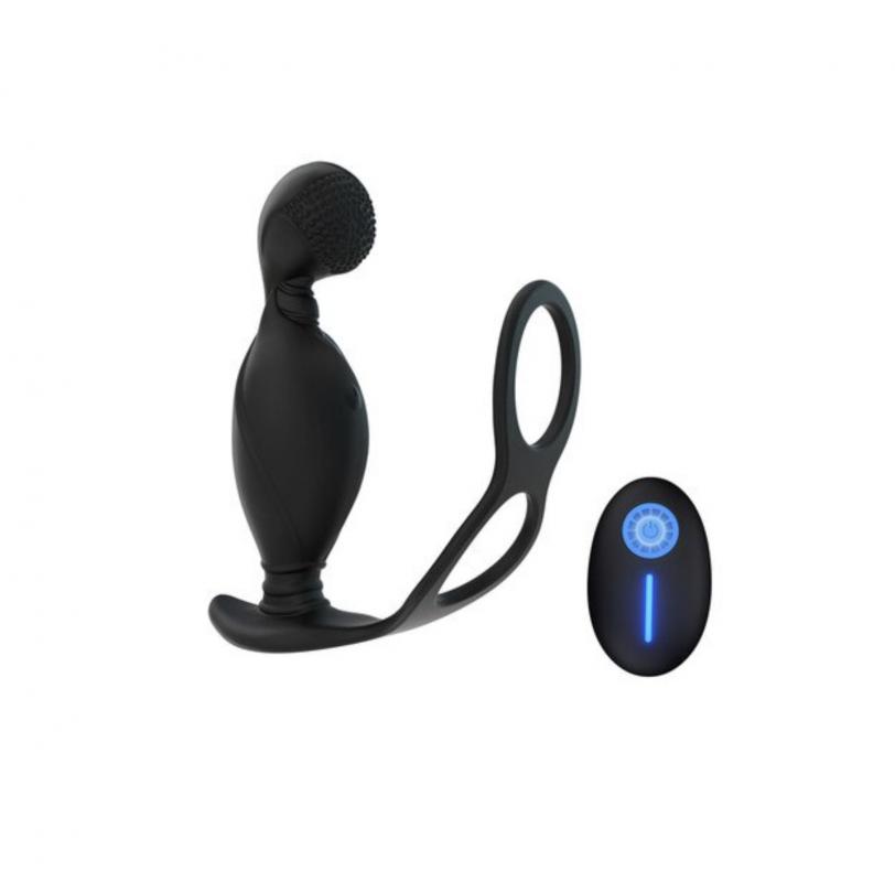 Carmine Wireless Kumandalı Su Geçirmez Dönen Başlıklı Titreşimli Penis Halkası Anal Vibratör