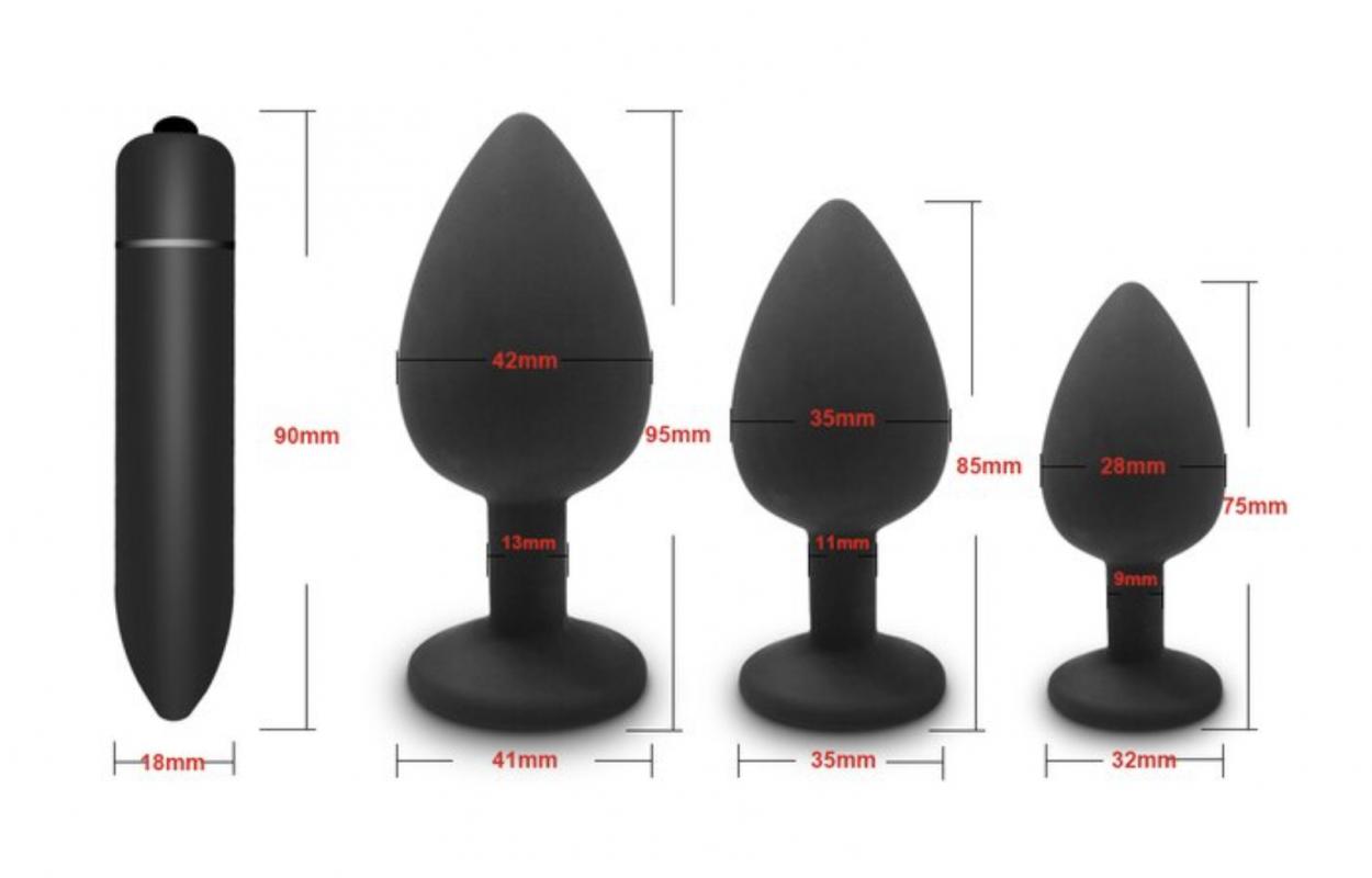 Carmine 3 Farklı Boyutta ve Ağırlıkta Pürüzsüz Silikon Anal Plug ve Bullet Vibratör