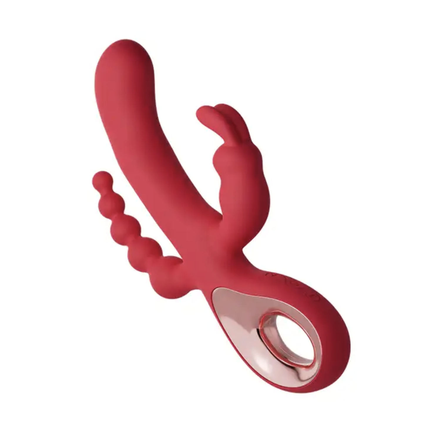 Carmine Vajina Anüs Klitoris Pürüzsüz Silikon Su Geçirmez Şarjlı Rabbit Vibratör