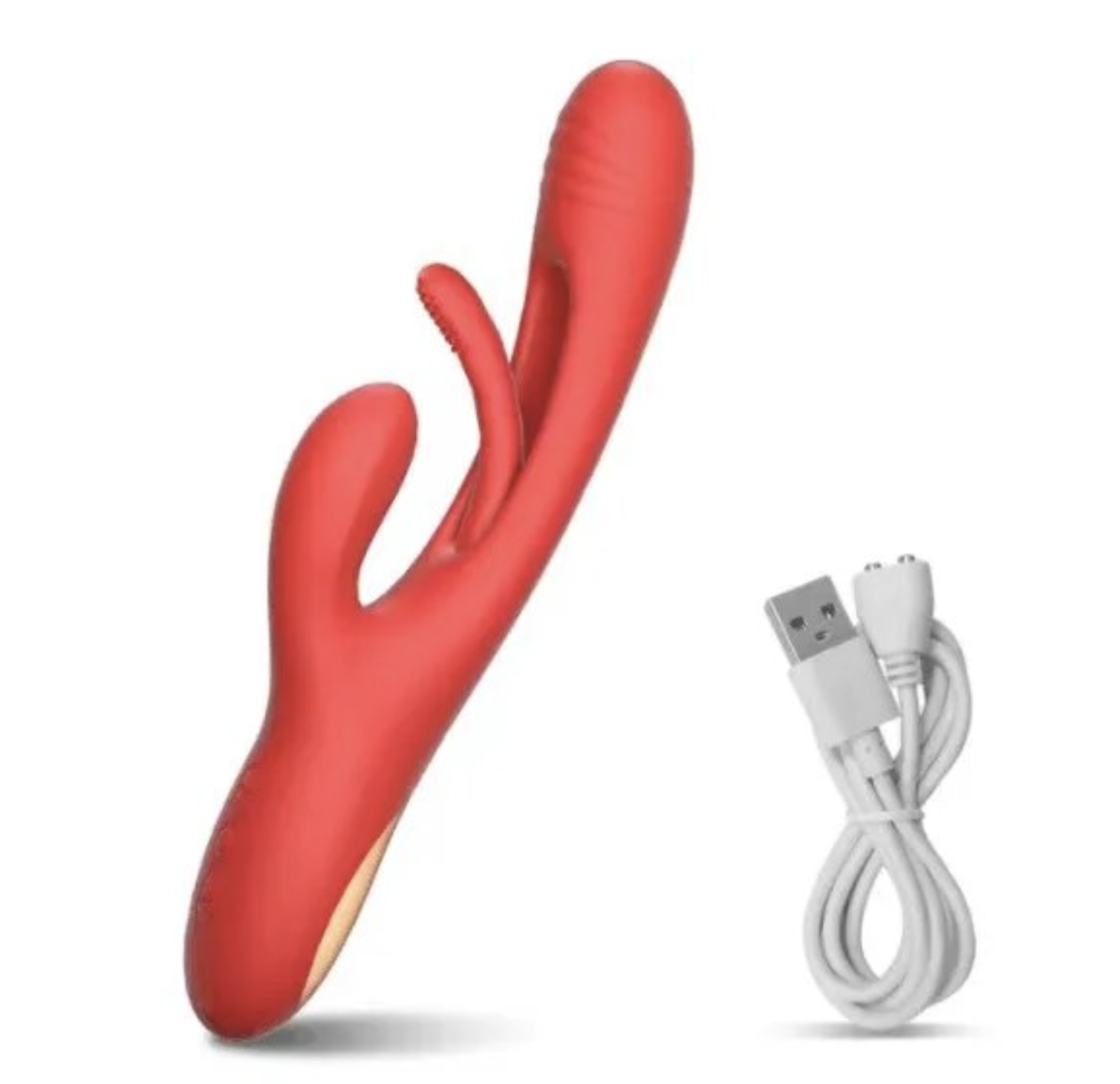 Carmine Çift Başlı G-Bölgesi ve Klitoral Titreşimli Su Geçirmez Vibratör