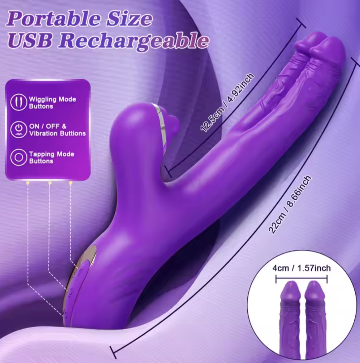 Carmine G-Bölgesi ve Klitoral Titreşimli Çift Başlı Dildo Vibratör
