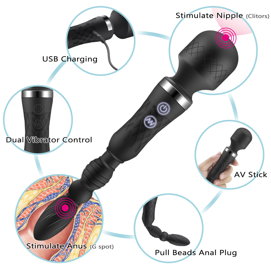 Carmine 2 in 1  Su Geçirmez Şarjlı Masaj Wand Vibratör