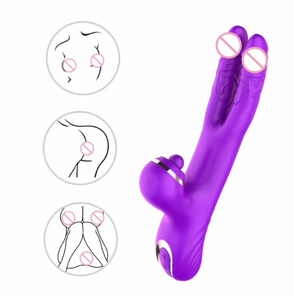 Carmine G-Bölgesi ve Klitoral Titreşimli Çift Başlı Dildo Vibratör