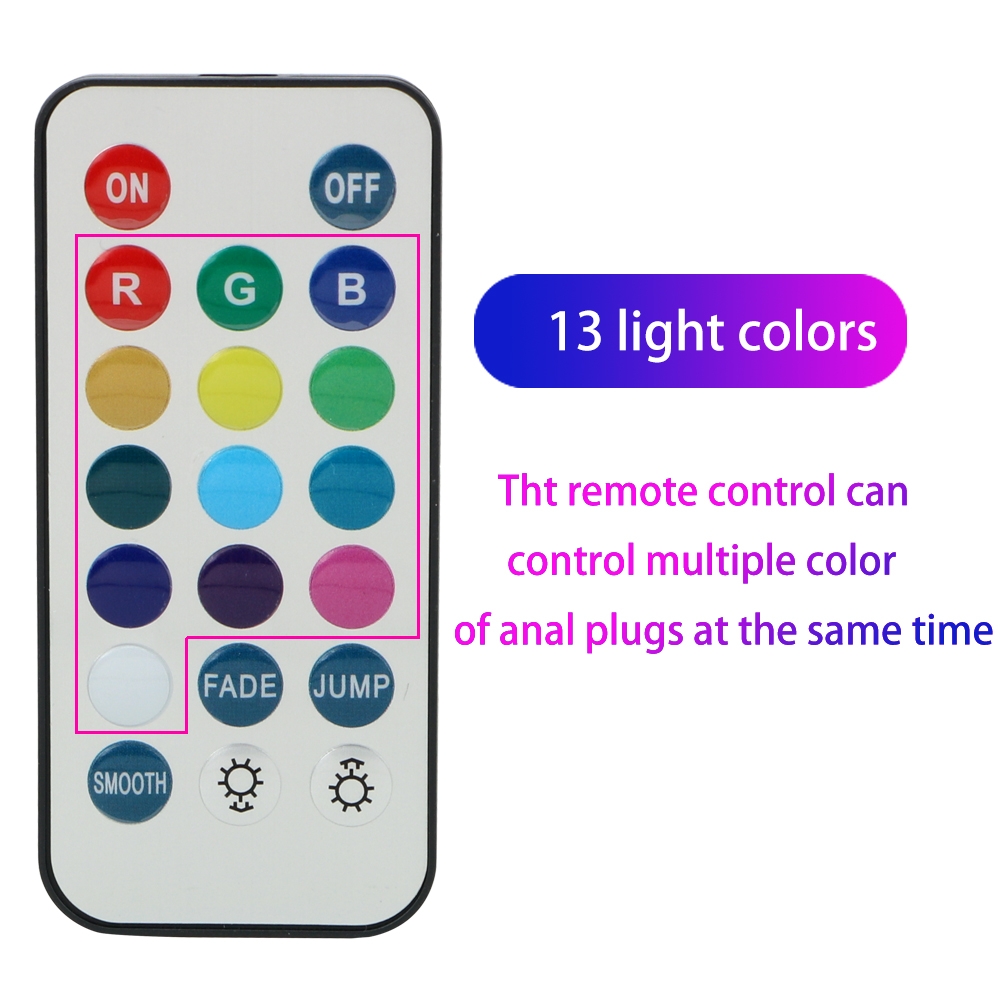 13 Farklı LED Işıklı Kumandalı Paslanmaz Su Geçirmez Anal Plug