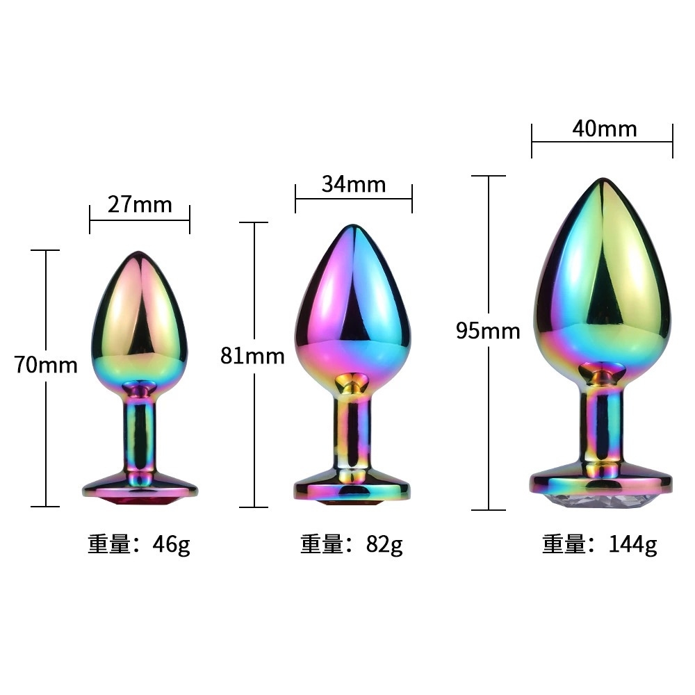 3 Farklı Boyutta Renkli Paslanmaz Sert Metal Anal Plug