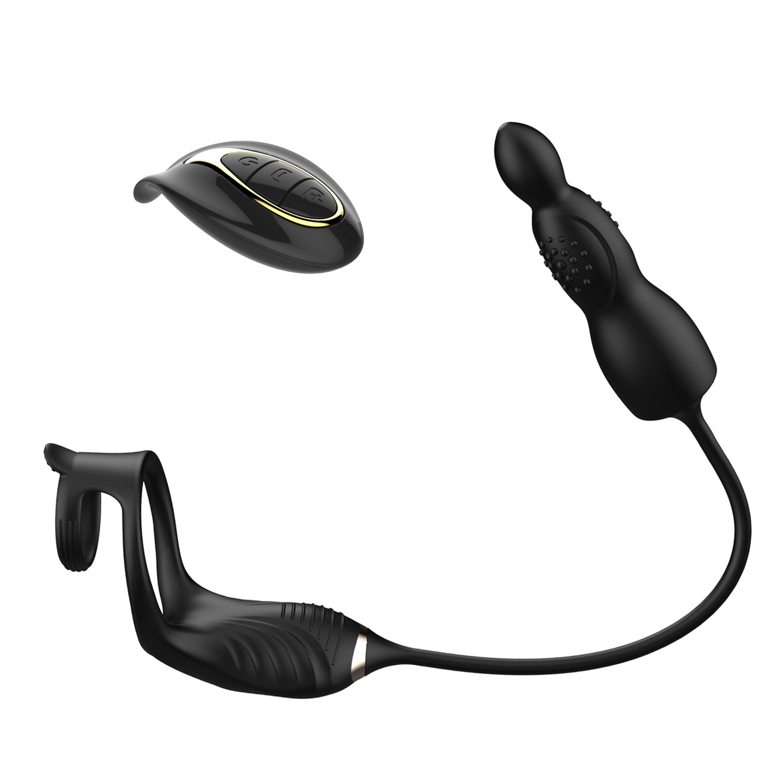 Carmine Titreşimli Masajlı Kumandalı Penis Halkalı Anal Plug