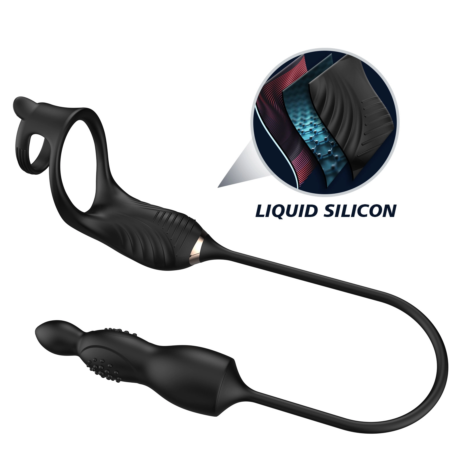 Carmine Titreşimli Masajlı Kumandalı Penis Halkalı Anal Plug