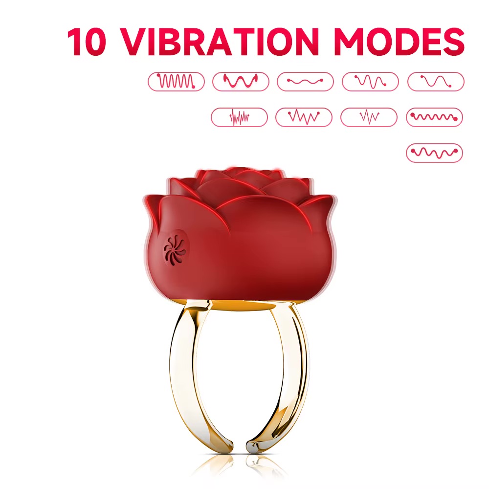 Carmine 10 Modlu Şarjlı Gül Model Yüzük Vibratör