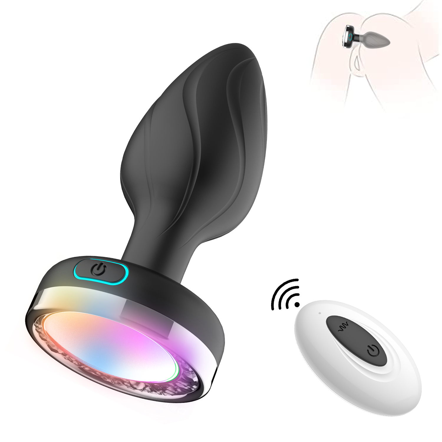 Carmine Wireless Kumandalı Led Işıklı 10 Modlu Su Geçirmez Titreşimli Anal Plu Vibratör