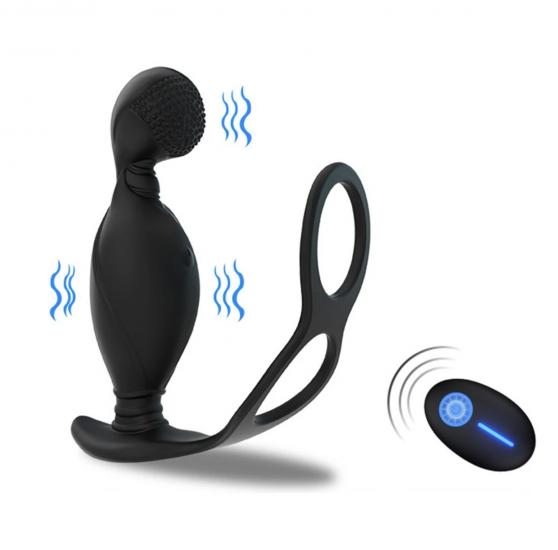 Carmine Wireless Kumandalı Su Geçirmez Dönen Başlıklı Titreşimli Penis Halkası Anal Vibratör