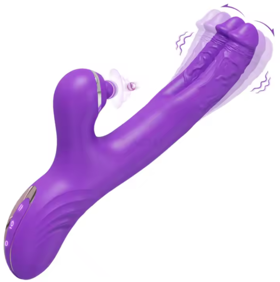 Carmine G-Bölgesi ve Klitoral Titreşimli Çift Başlı Dildo Vibratör