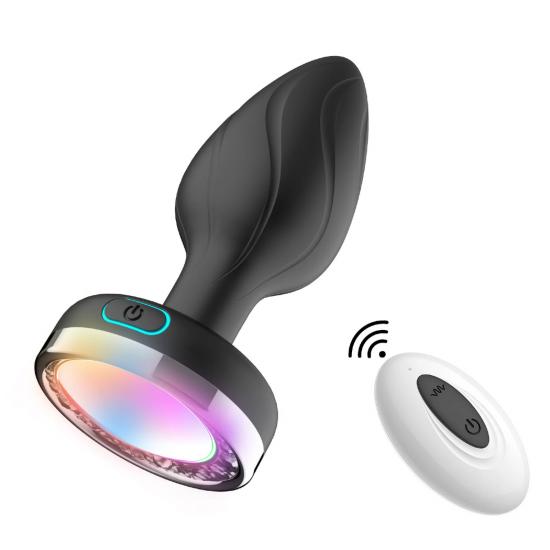 Carmine Wireless Kumandalı Led Işıklı 10 Modlu Su Geçirmez Titreşimli Anal Plu Vibratör