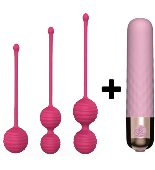 Carmine 10 Modlu Mini Vibratör ve 3 Farklı Ağırlıkta Vajinal Anal Kegel Toplar