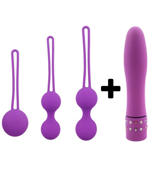 Carmine 3 Farklı Ağırlıkta Vajinal Anal Kegel Toplar ve Mini Vibratör