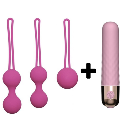 Carmine 3 Farklı Ağırlıkta Vajinal Anal Kegel Toplar ve 10 Modlu Mini Vibratör
