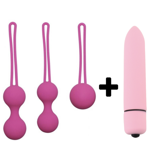 Carmine 3 Farklı Ağırlıkta Vajinal Anal Kegel Toplar ve Mini Vibratör