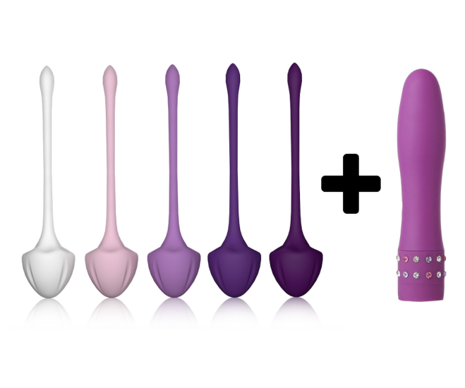 Carmine 5 Farklı Ağırlıkta Vajinal Anal Kegel Toplar ve Mini Vibratör